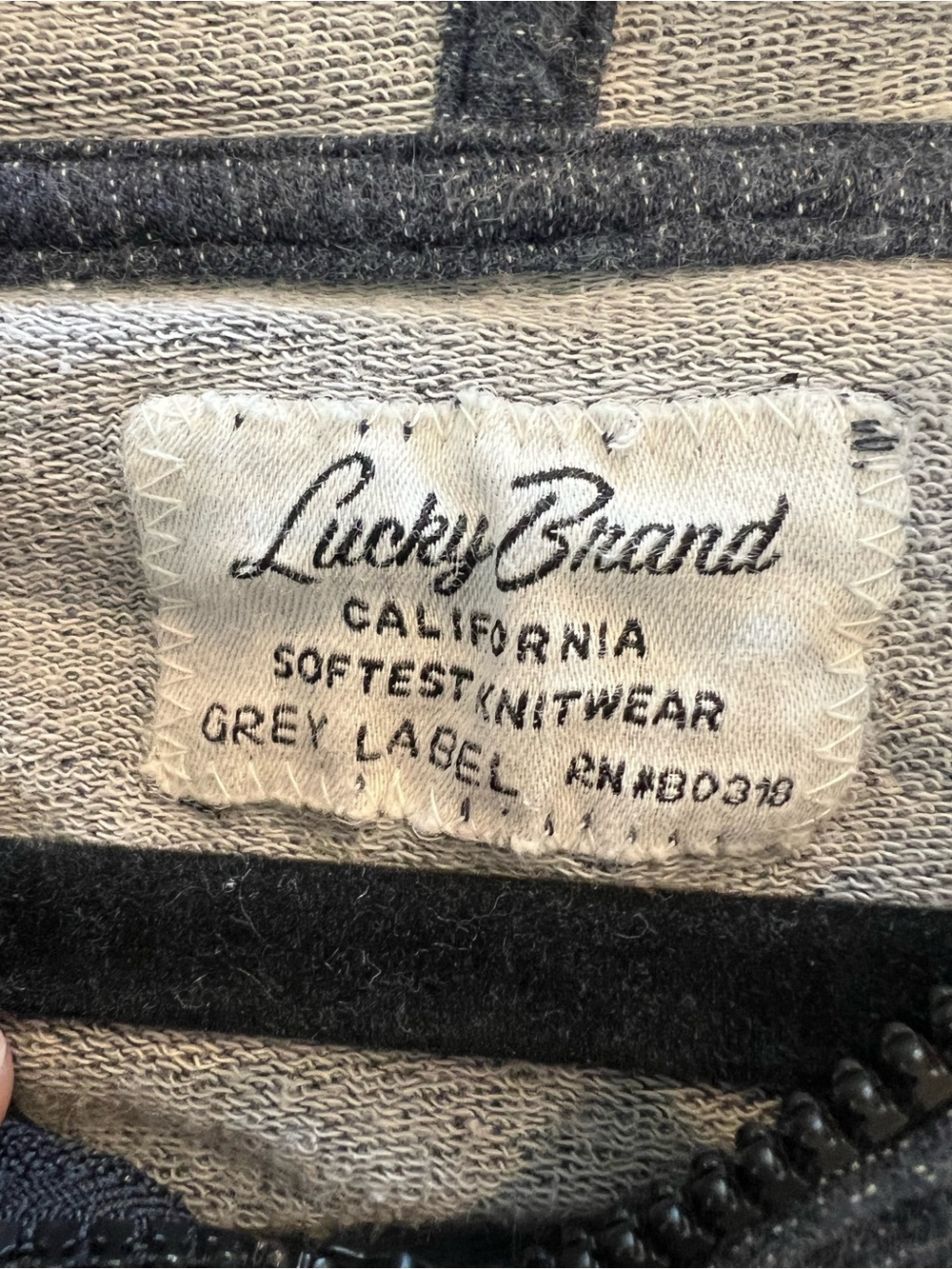 Lucky Brand Jersey Blue Quarter Zip Hoodie Sweatshirt